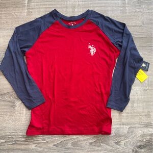 Boys M U.S. Polo Assn. Red and Navy Pajama Shirt